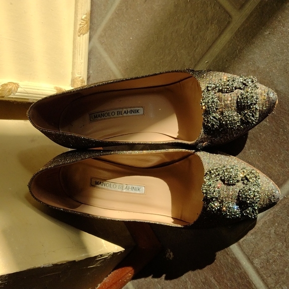 manolo blahnik hangisi crystal glitter pump heel size 36.5 size 6 - Picture 17 of 17